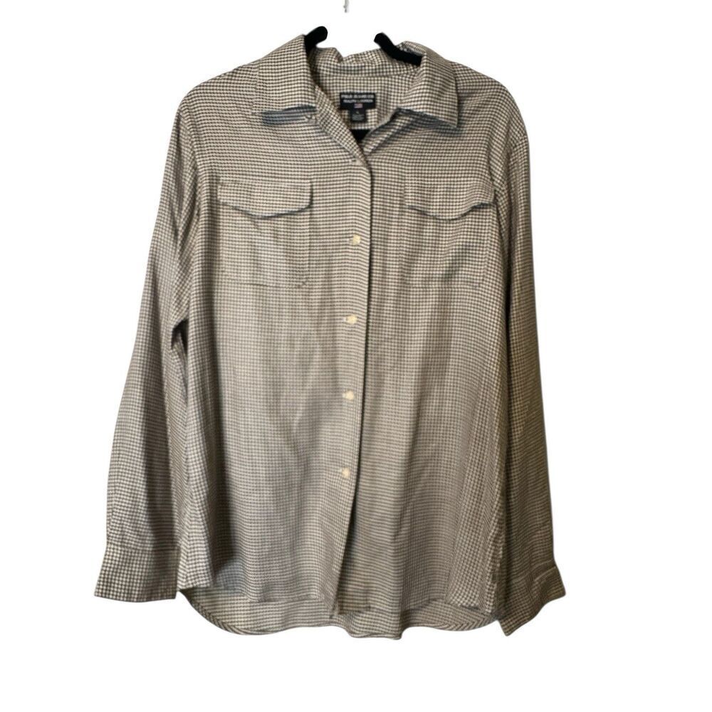 Polo Ralph Lauren Shirt Vintage 100% Rayon Checkered Shirt Classic Polo Design L